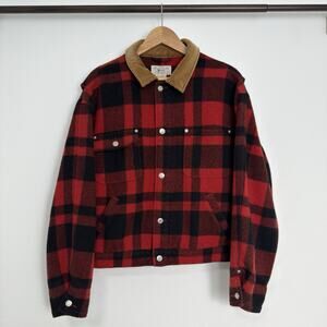 Vtg Polo Ralph Lauren Wool Bomber Jacket Buffalo Plaid Tartan Cropped Mens Large